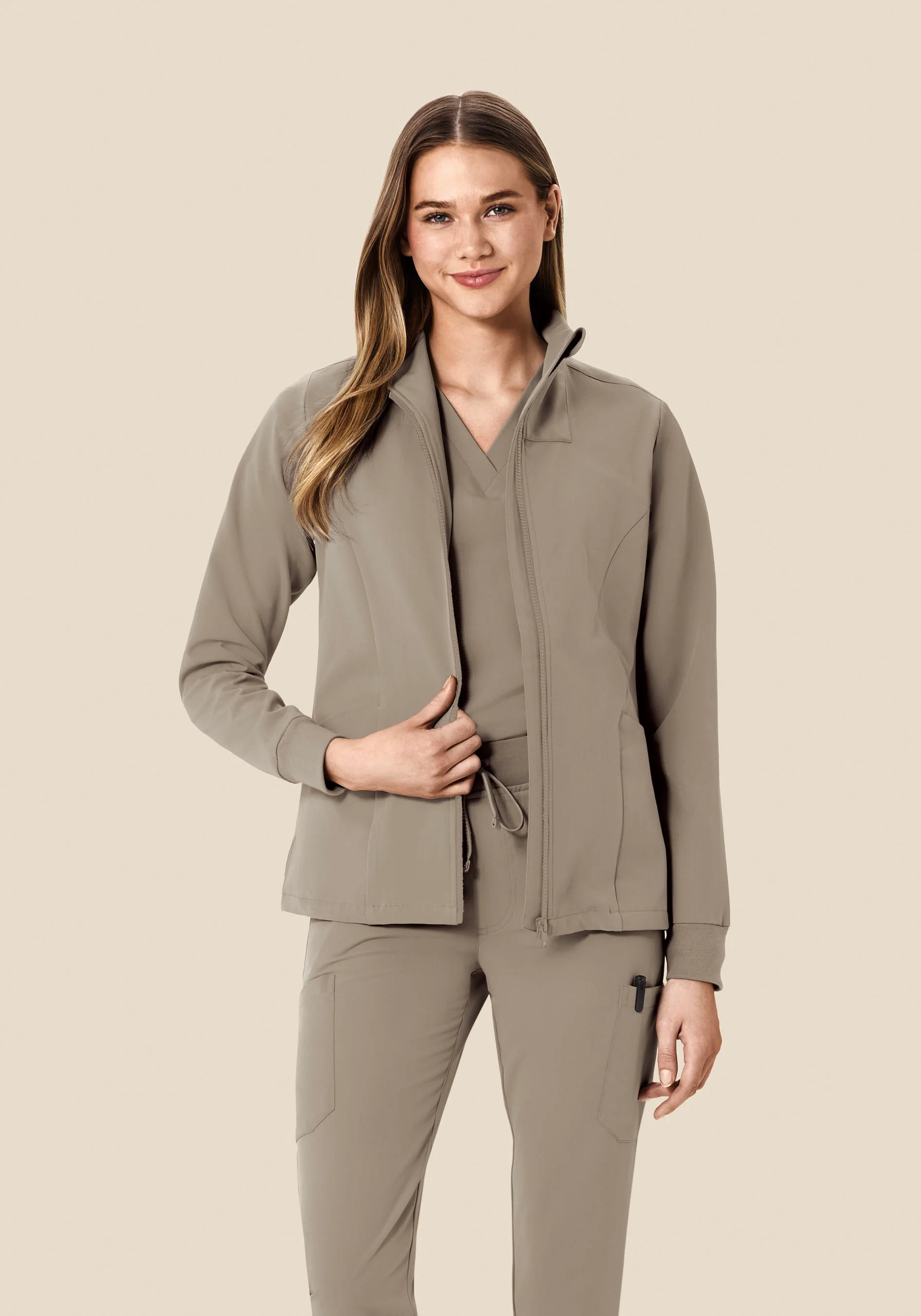 Women's Modern Scrub Jacket Macchiato - Image 2