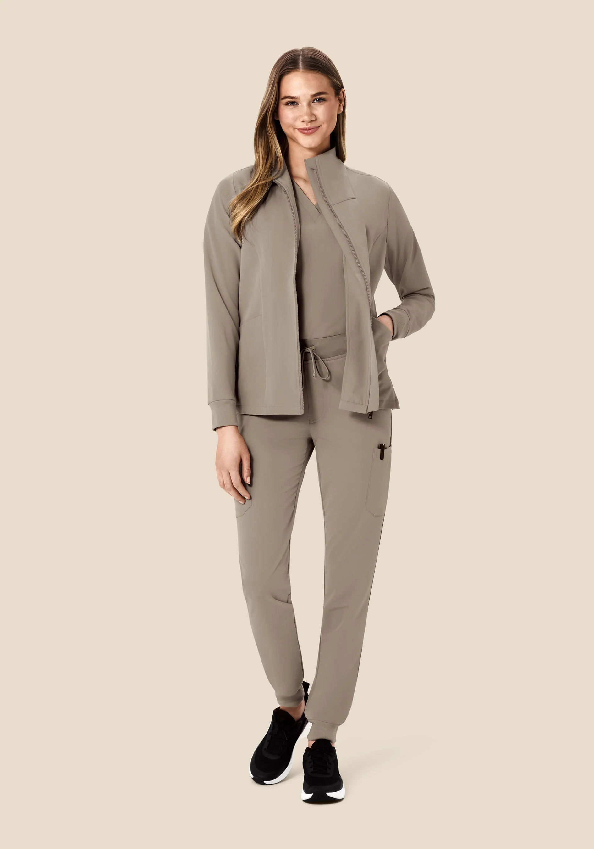 Women's Modern Scrub Jacket Macchiato - Image 3