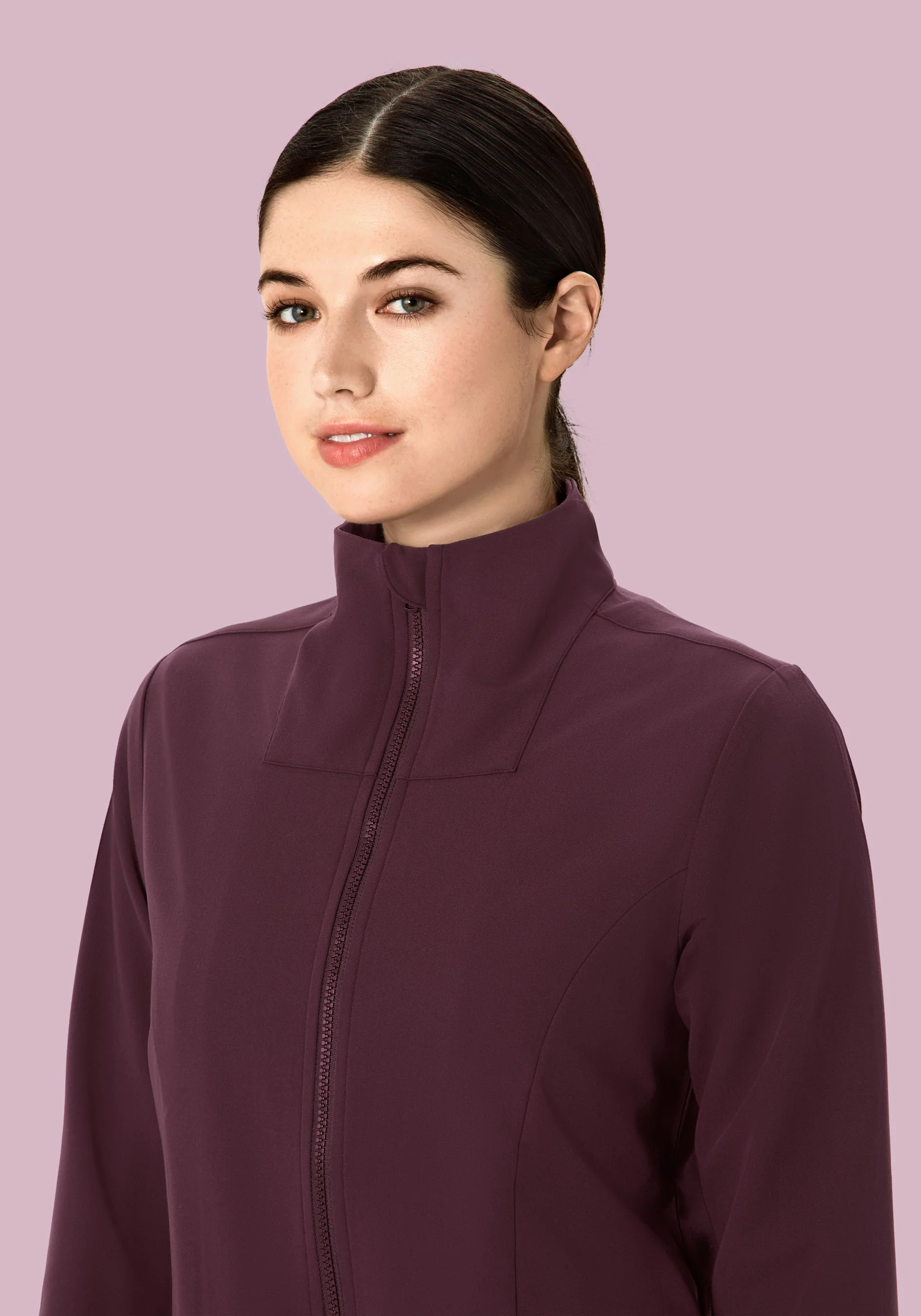 Women's Modern Scrub Jacket Merlot - Image 3