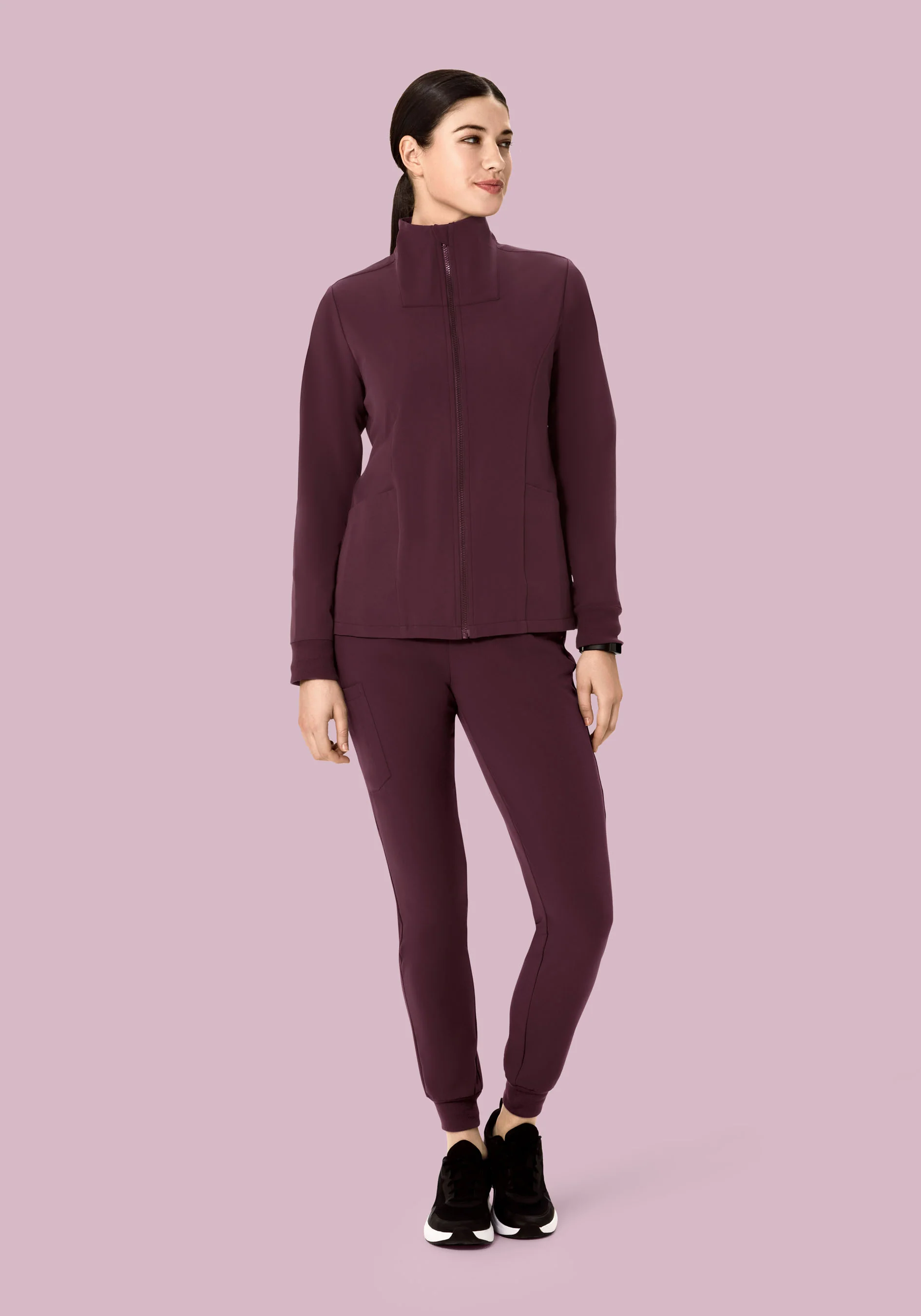 Women's Modern Scrub Jacket Merlot - Image 4