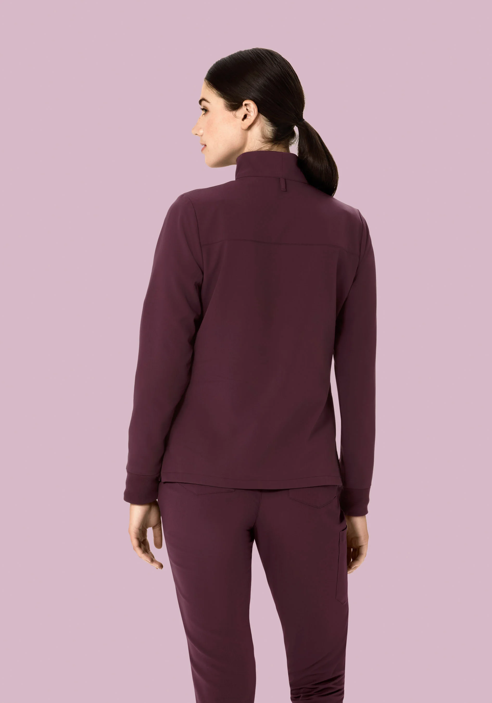 Women's Modern Scrub Jacket Merlot - Image 5