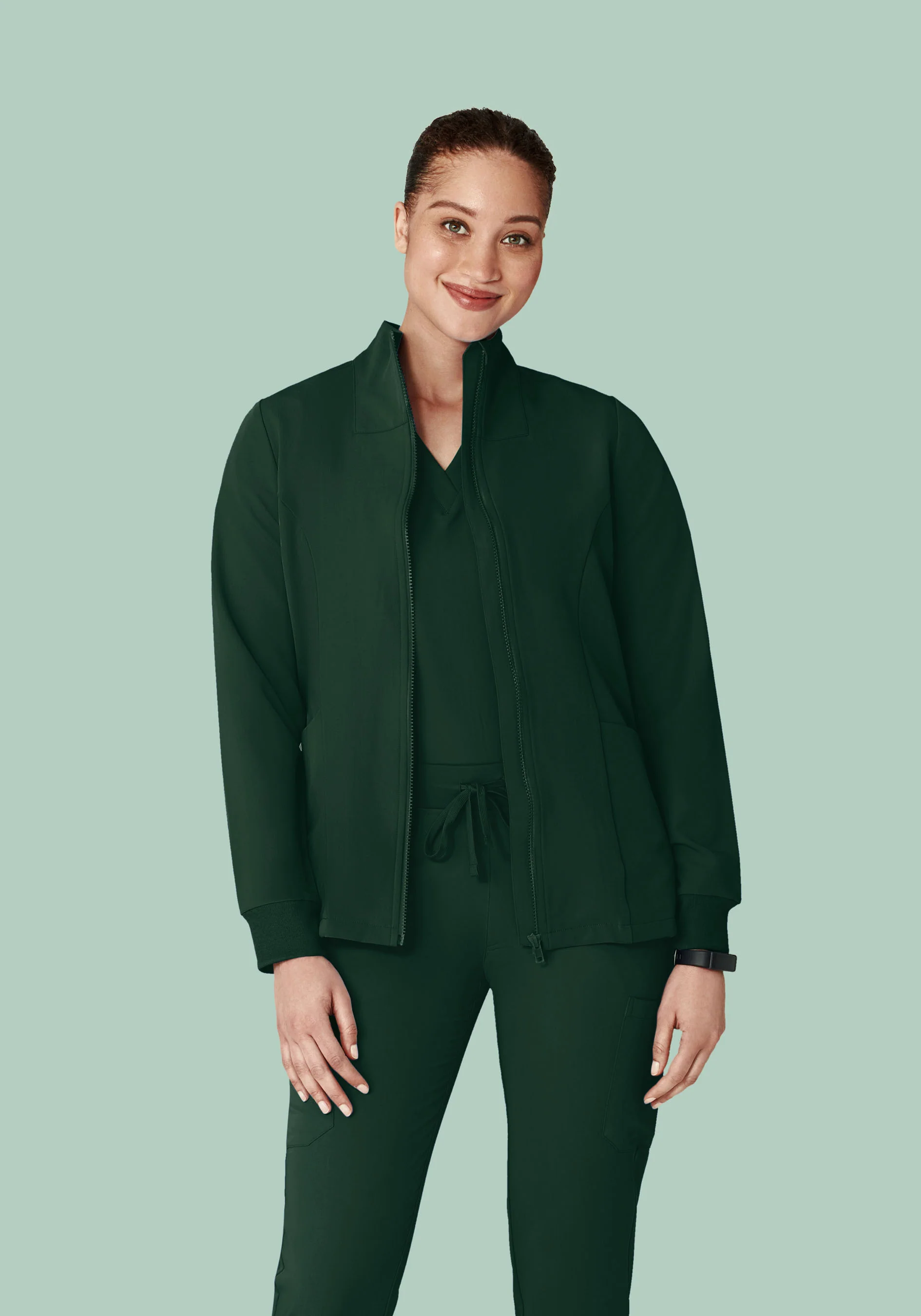 Women's Modern Scrub Jacket Midnight Green - Image 2