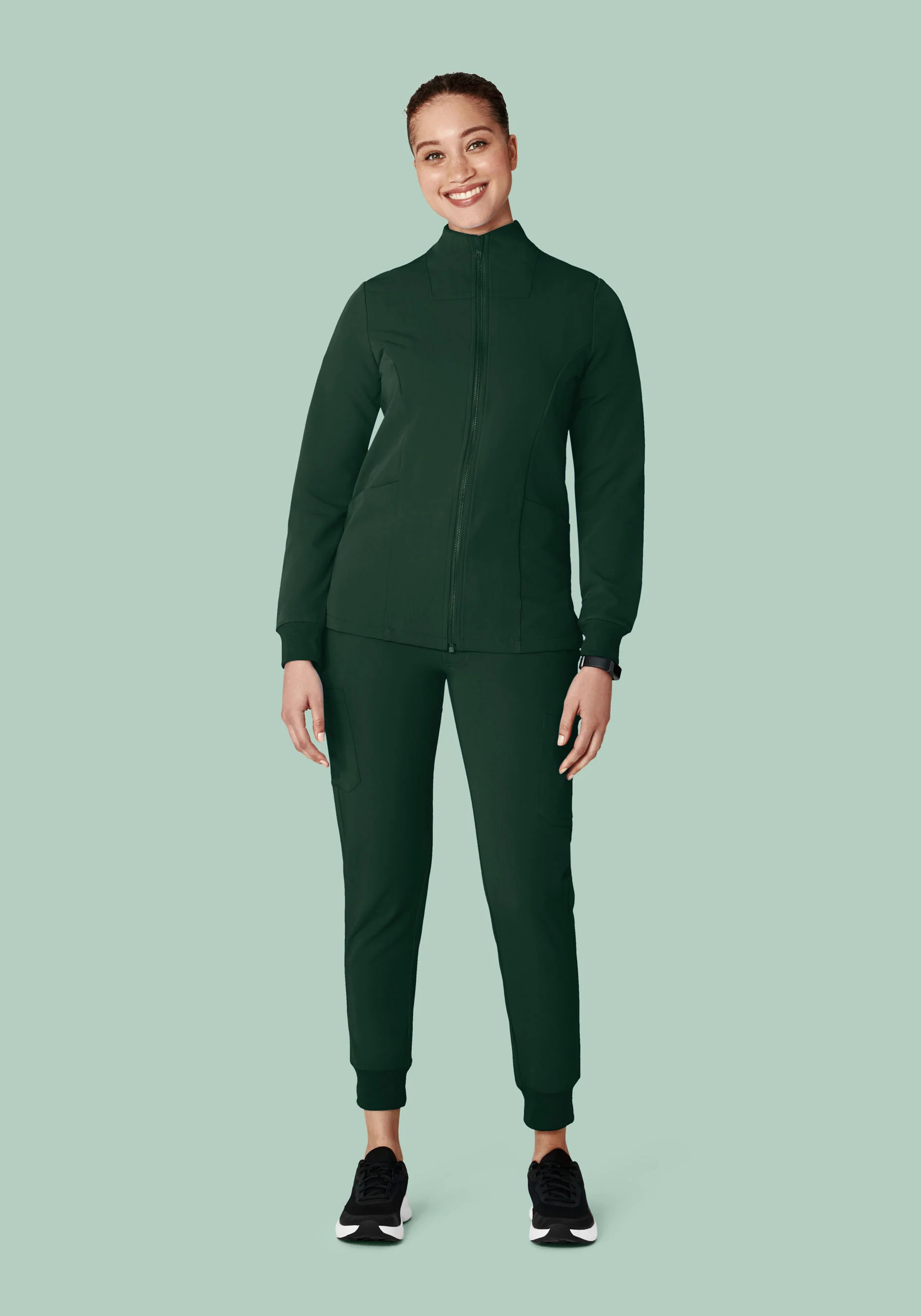 Women's Modern Scrub Jacket Midnight Green - Image 4