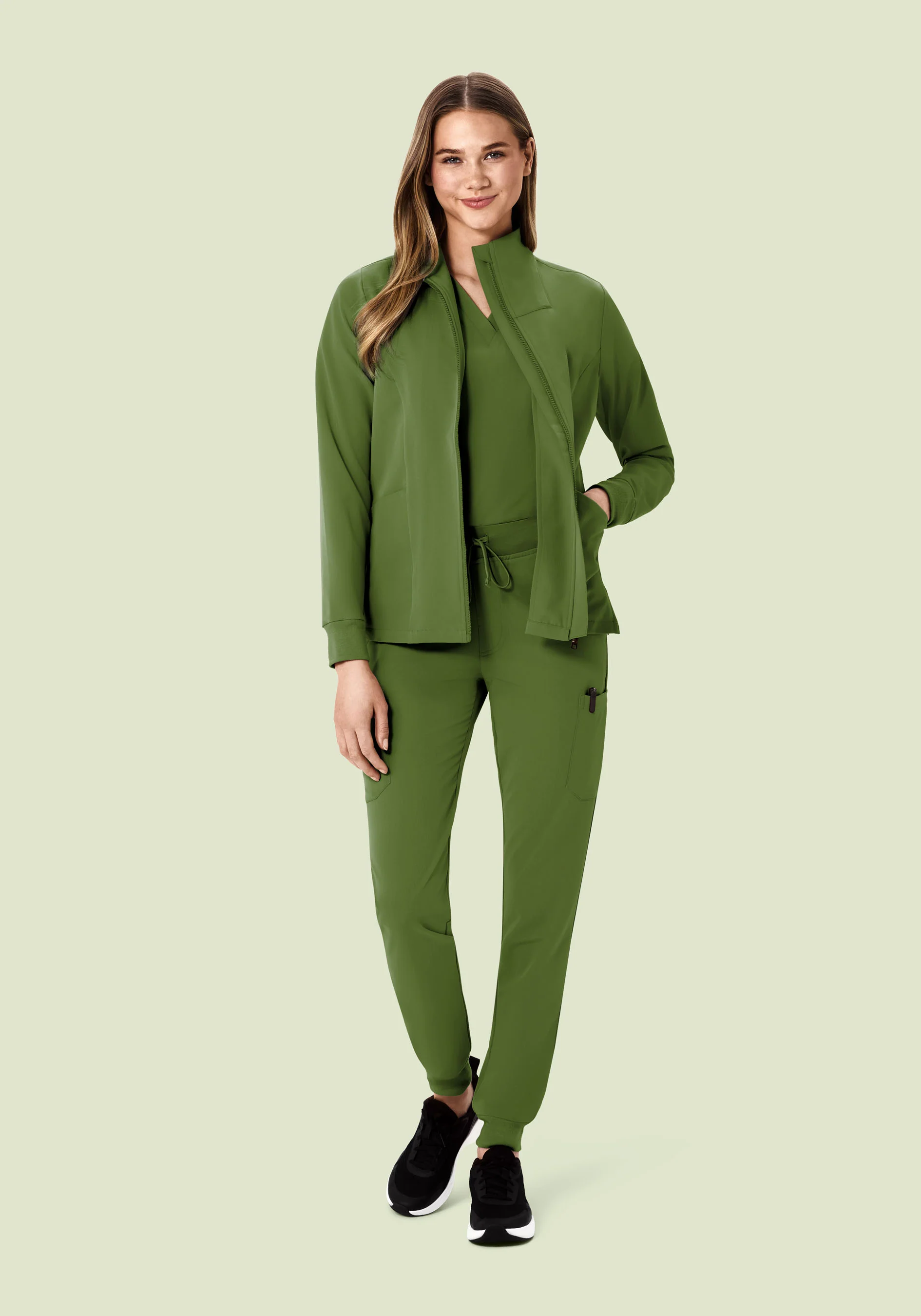 Women's Modern Scrub Jacket Moss - Image 3