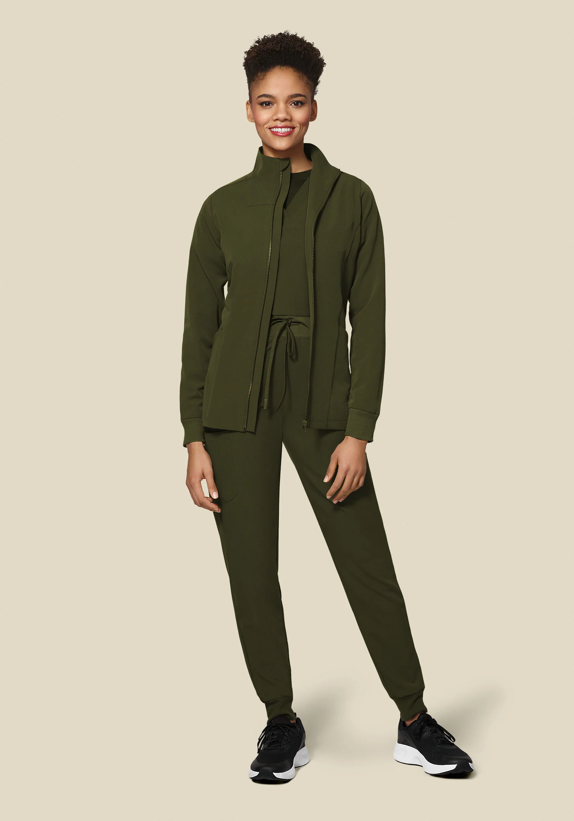 Women's Modern Scrub Jacket Olive - Image 3