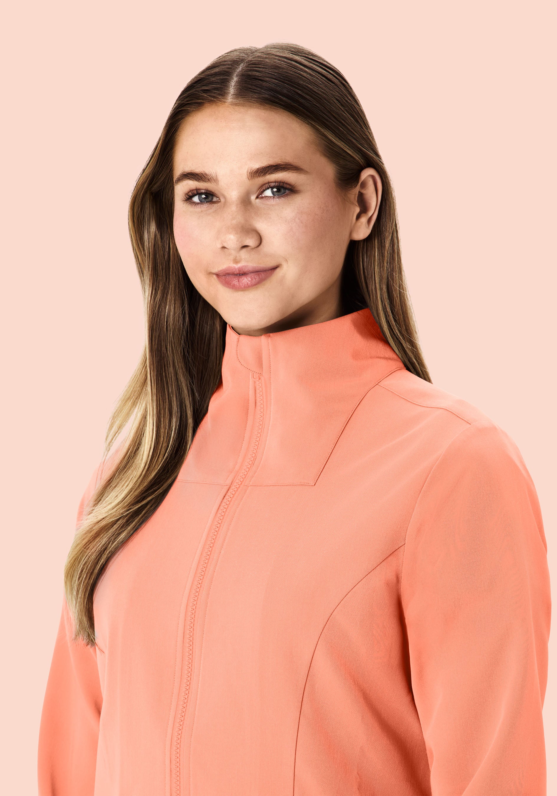 Women's Modern Scrub Jacket Peach - Image 3