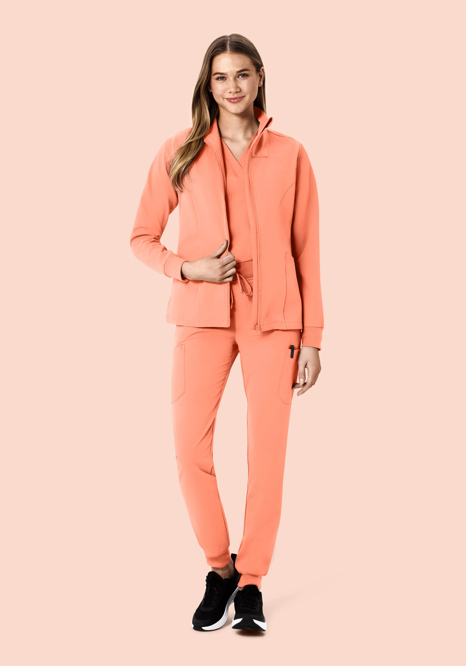 Women's Modern Scrub Jacket Peach - Image 4