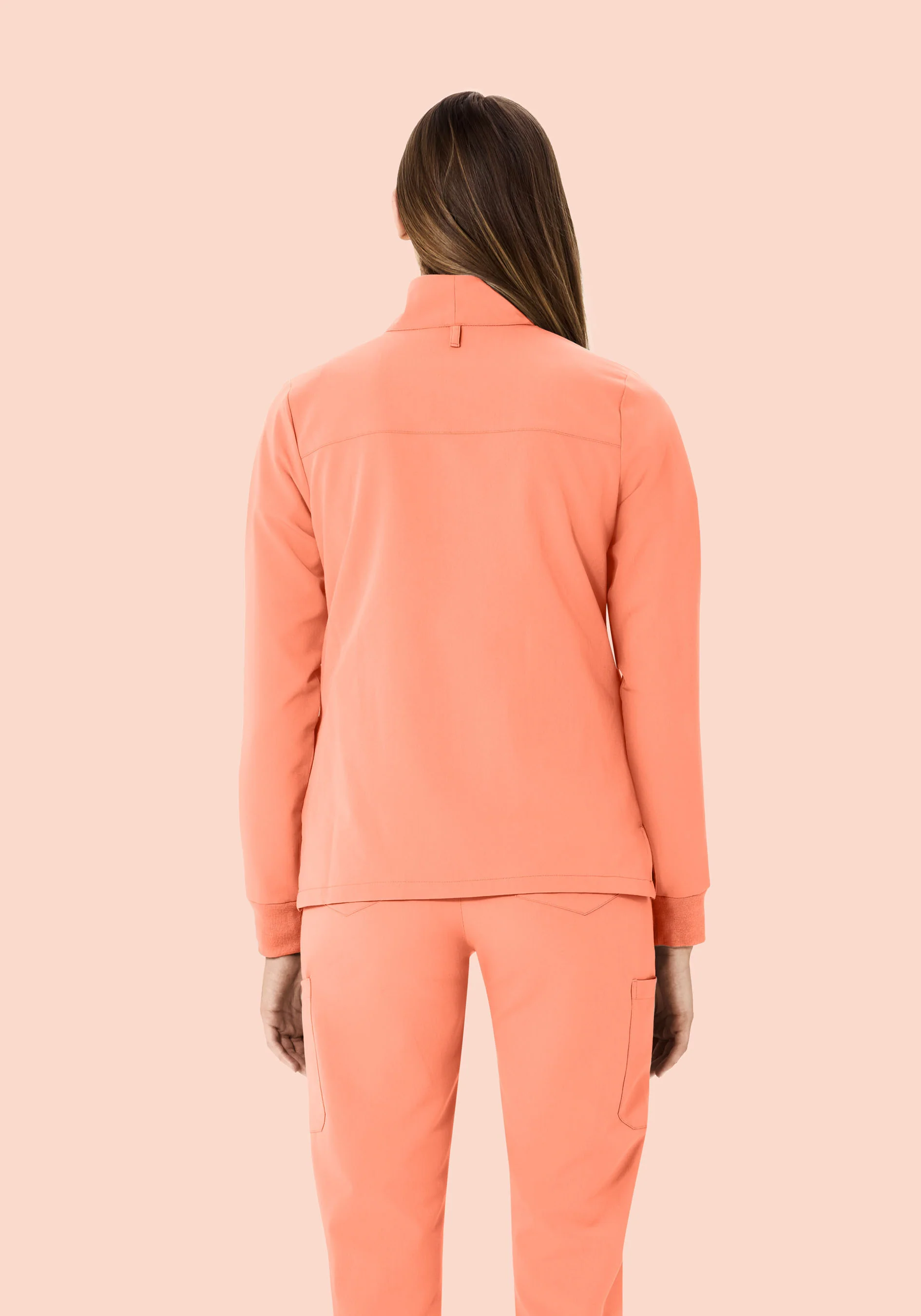 Women's Modern Scrub Jacket Peach - Image 5