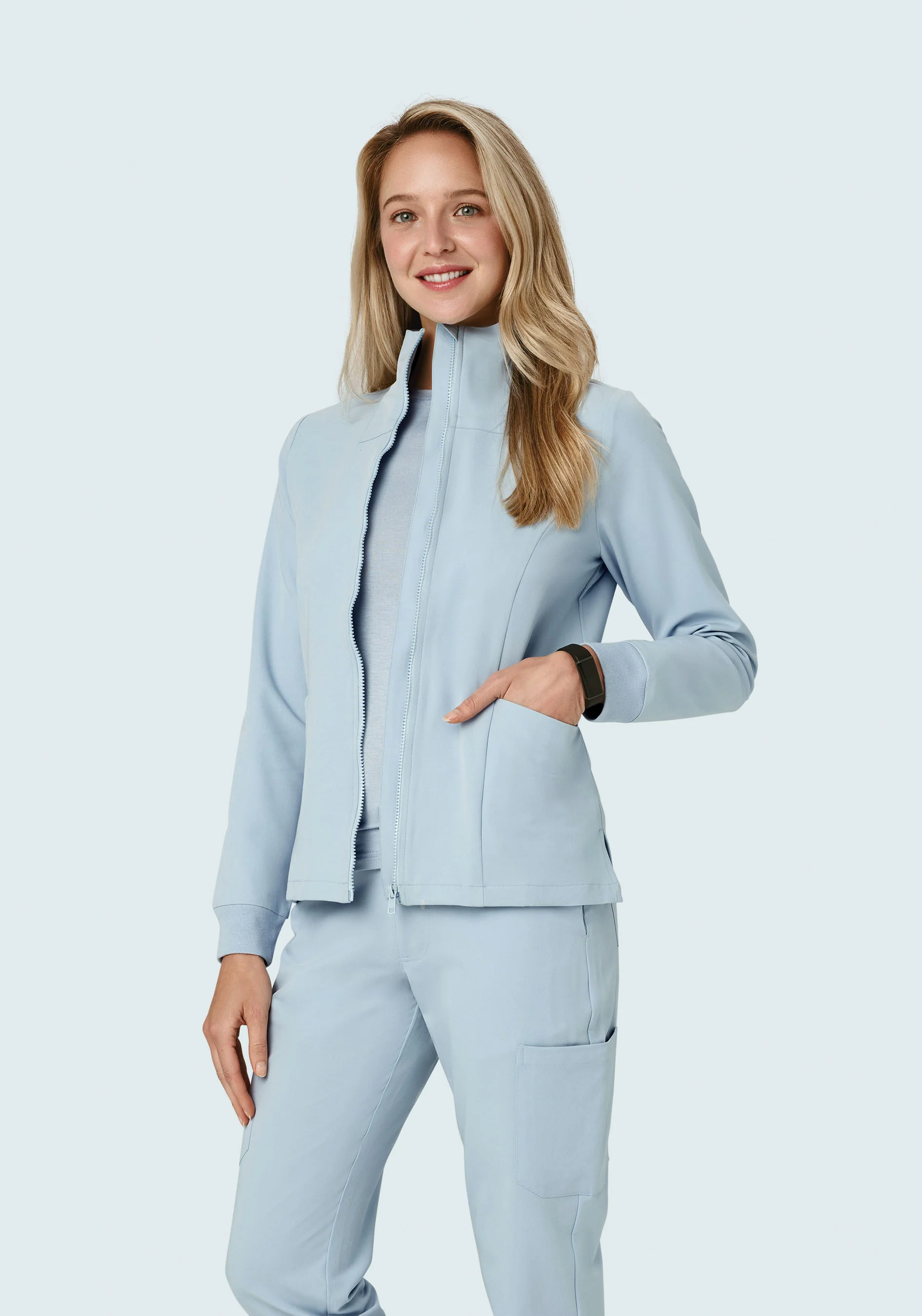 Women's Modern Scrub Jacket Powder Blue - Image 3