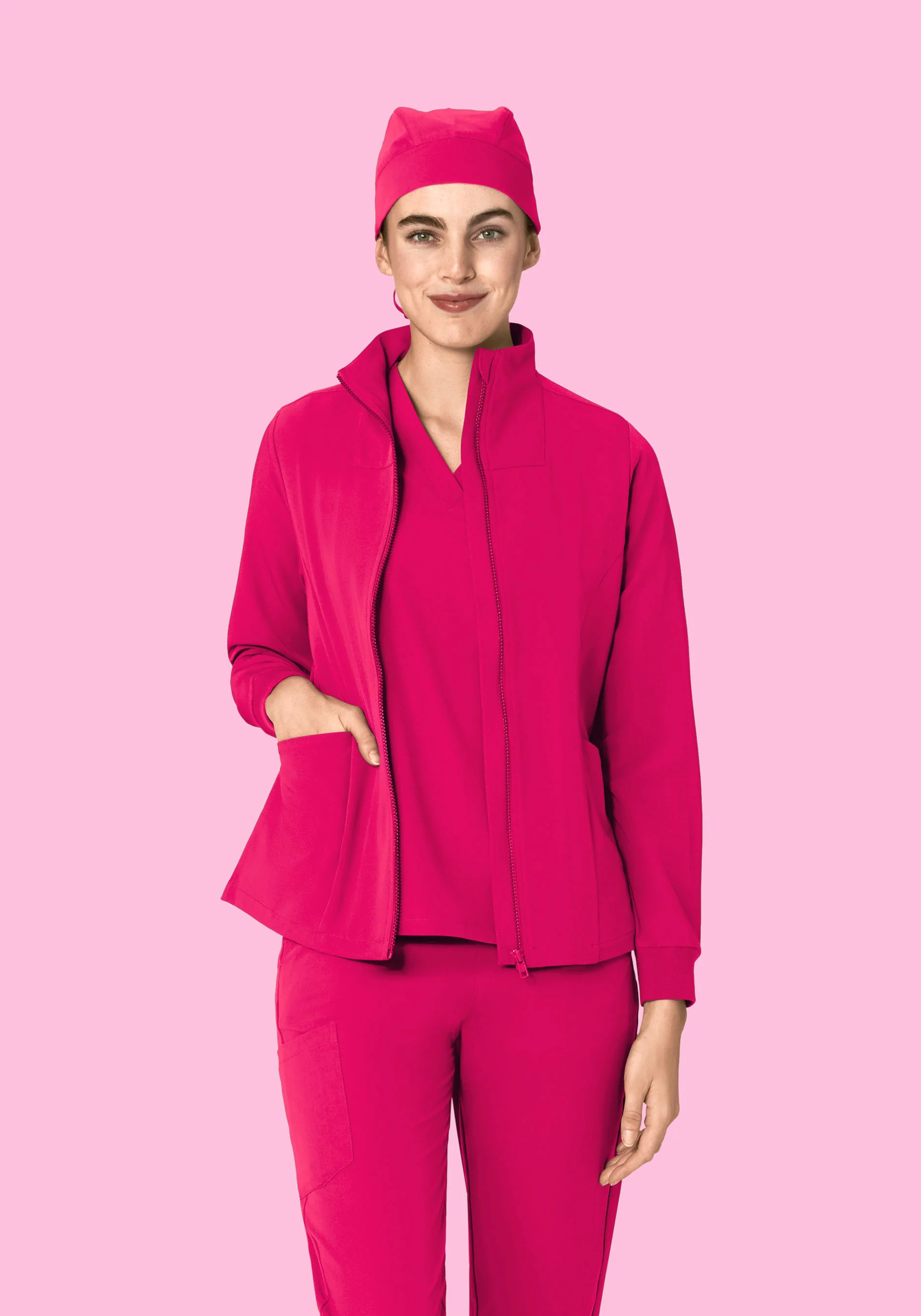 Women's Modern Scrub Jacket Raspberry - Image 2