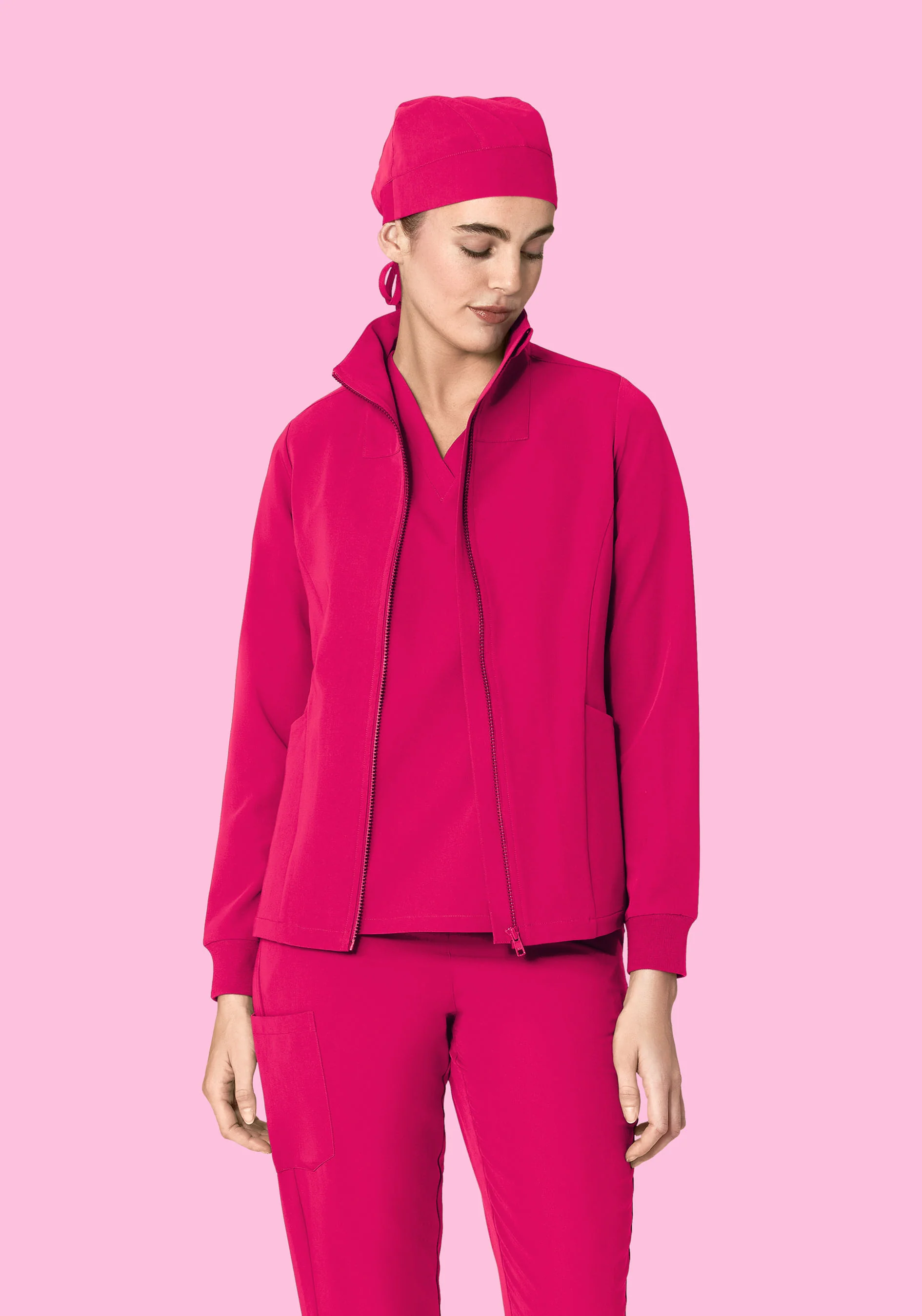 Women's Modern Scrub Jacket Raspberry - Image 3