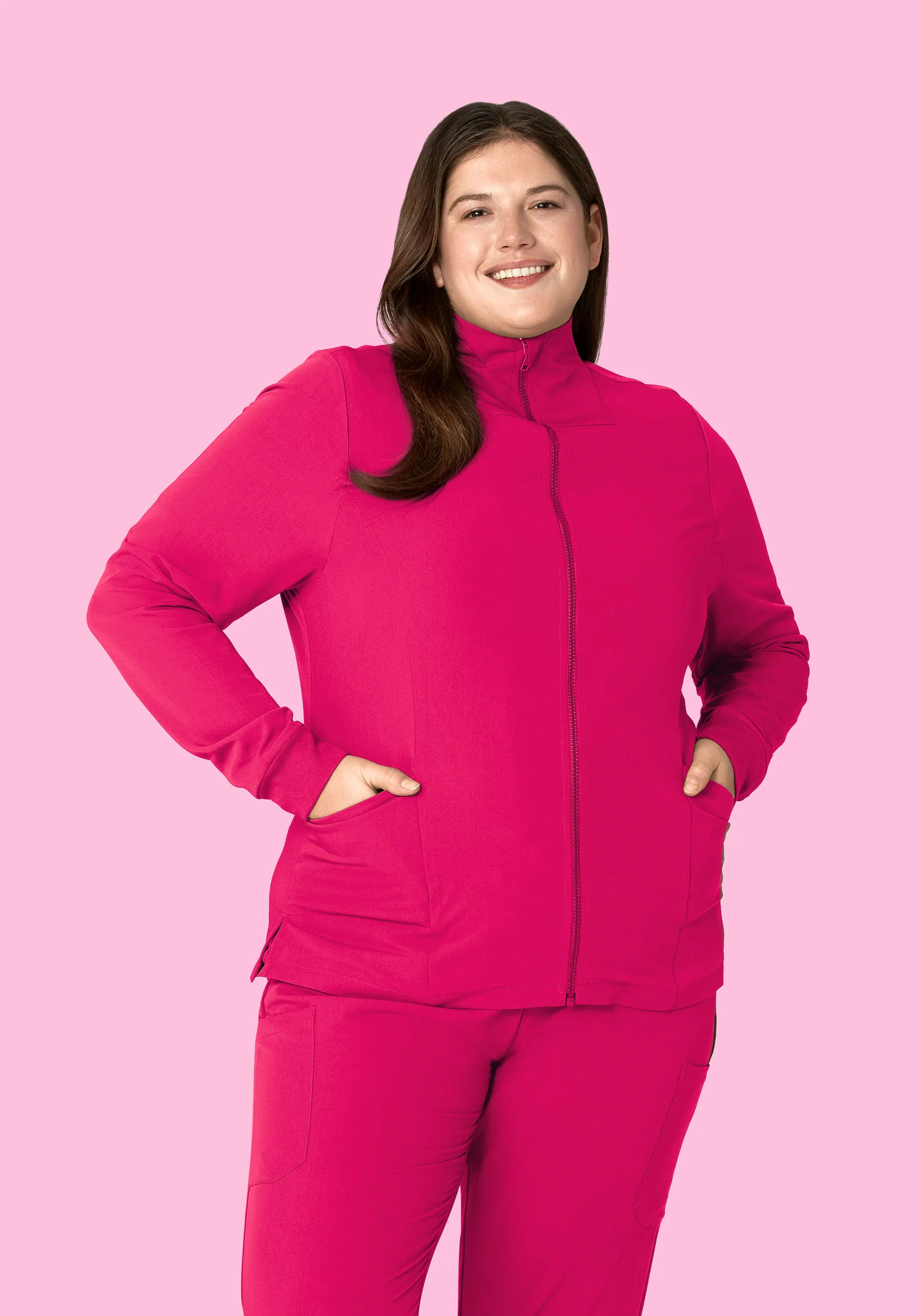 Women's Modern Scrub Jacket Raspberry - Image 4