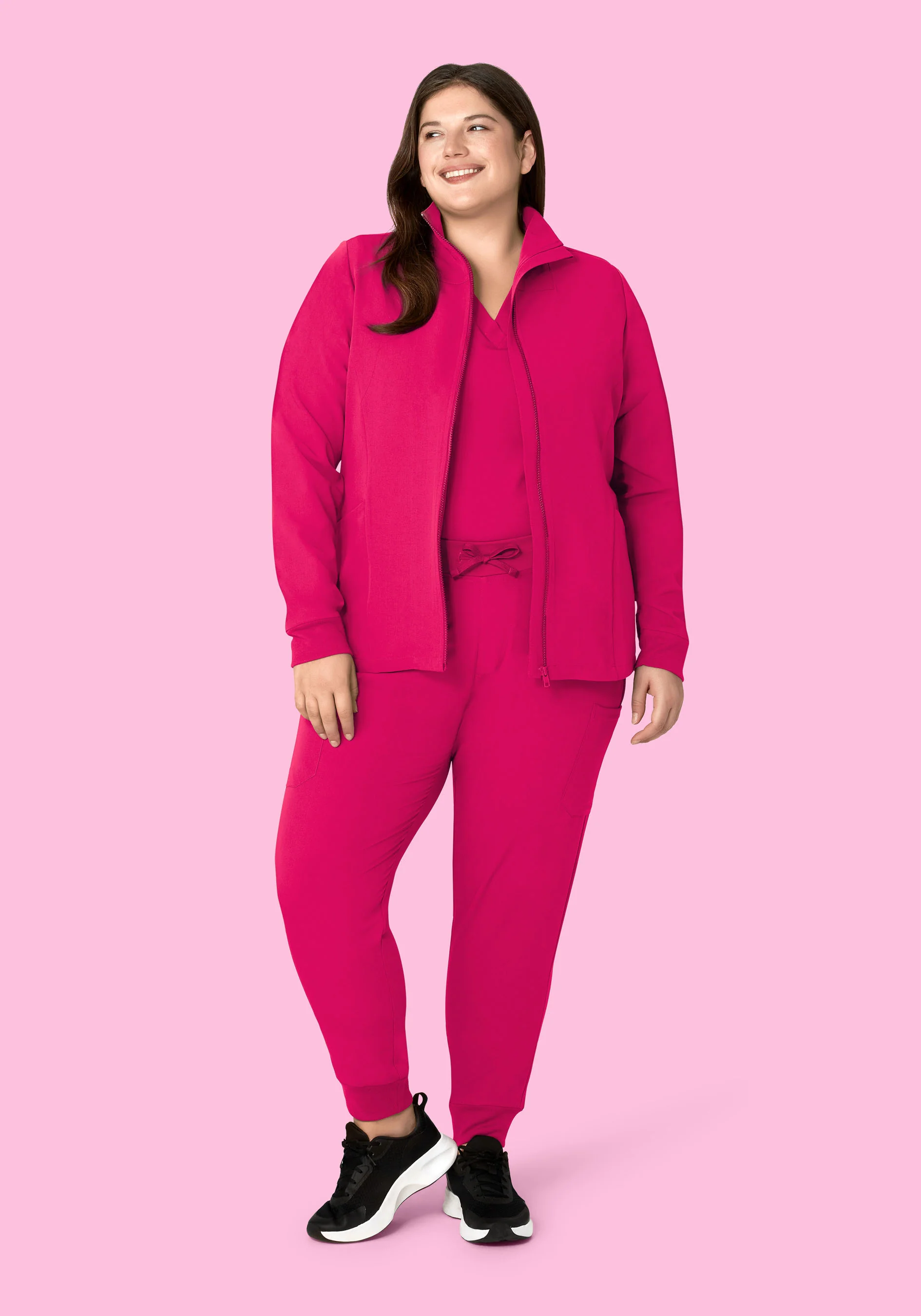 Women's Modern Scrub Jacket Raspberry - Image 6
