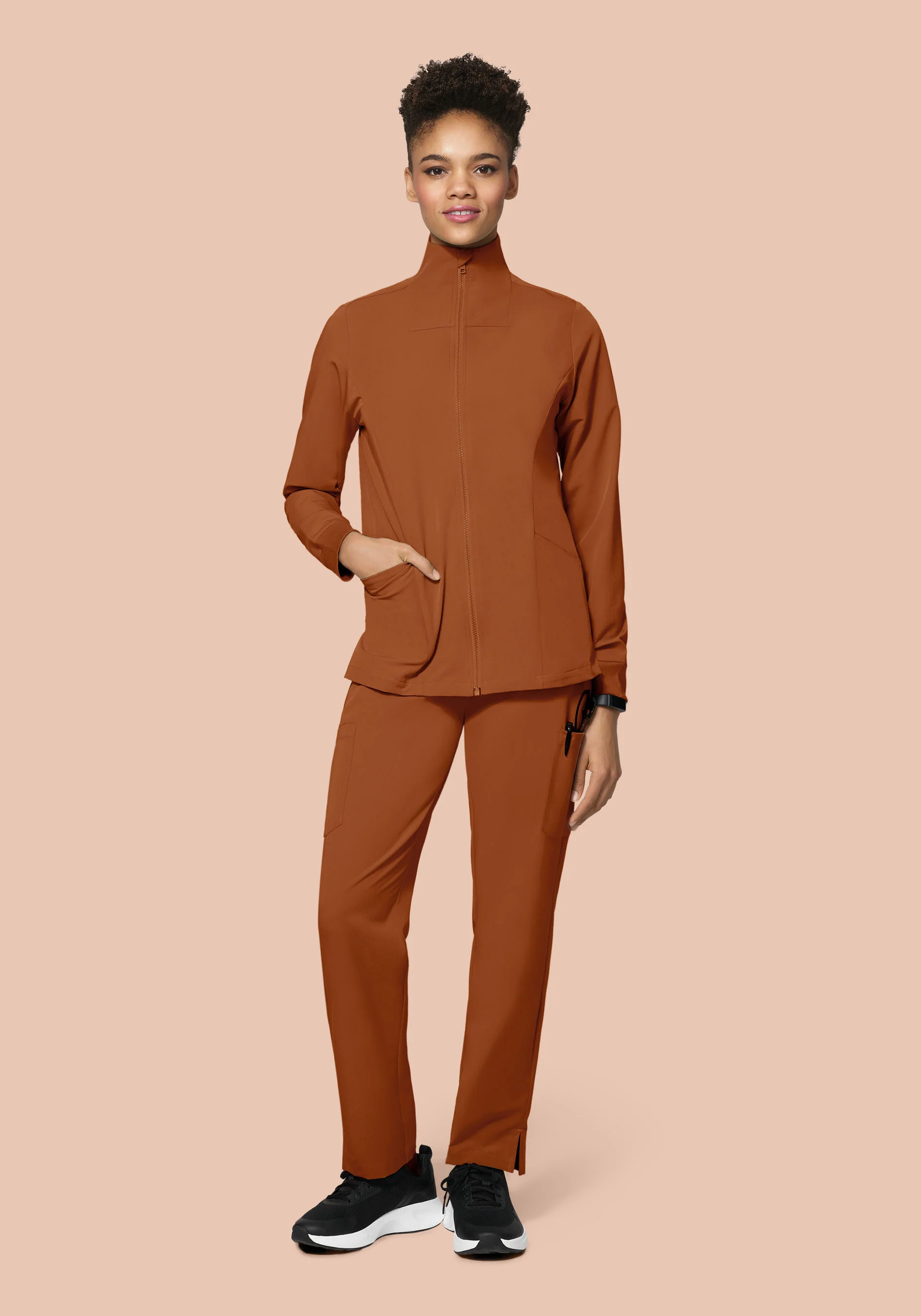 Women's Modern Scrub Jacket Roasted Pecan - Image 6