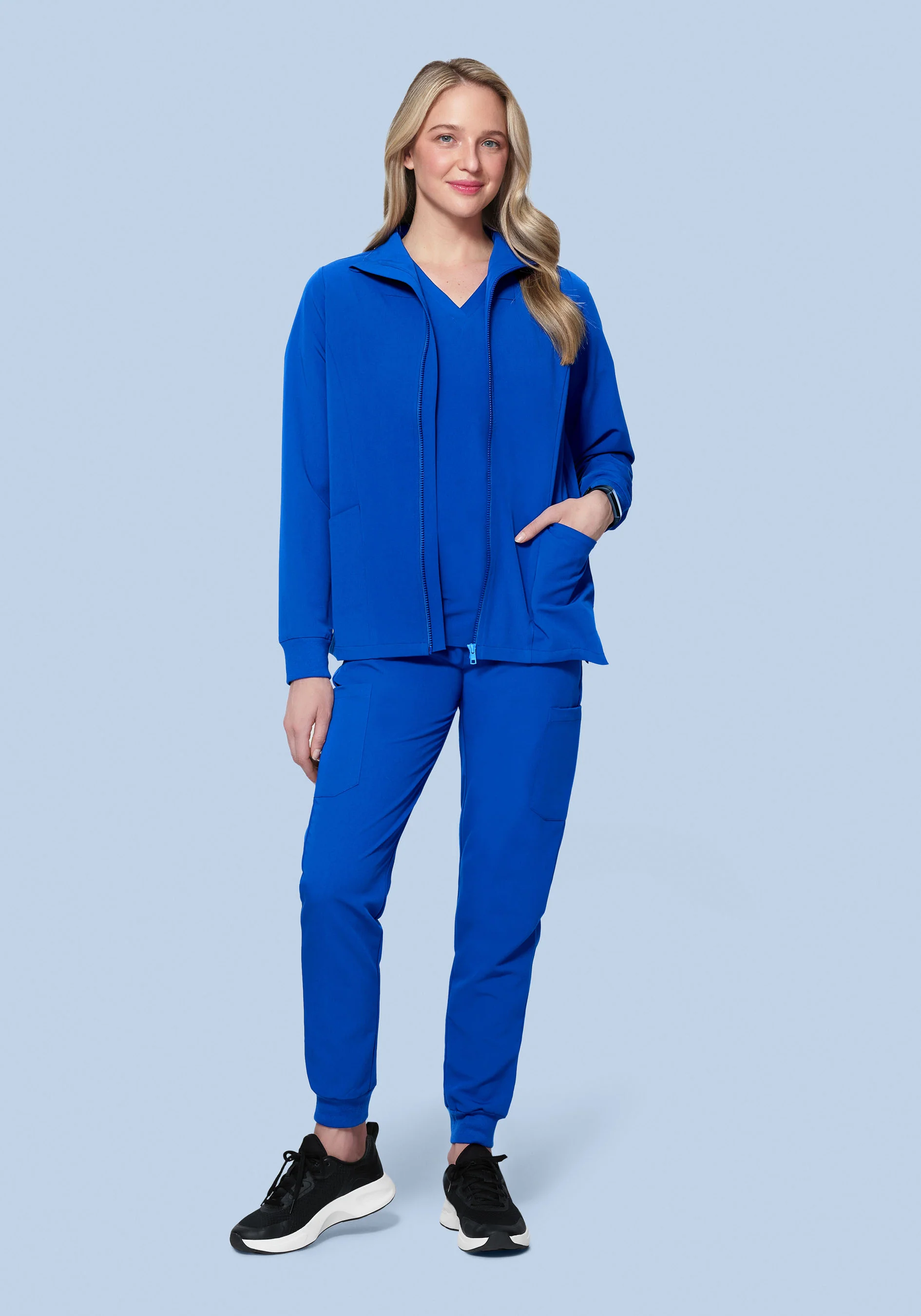 Women's Modern Scrub Jacket Royal Blue - Image 3