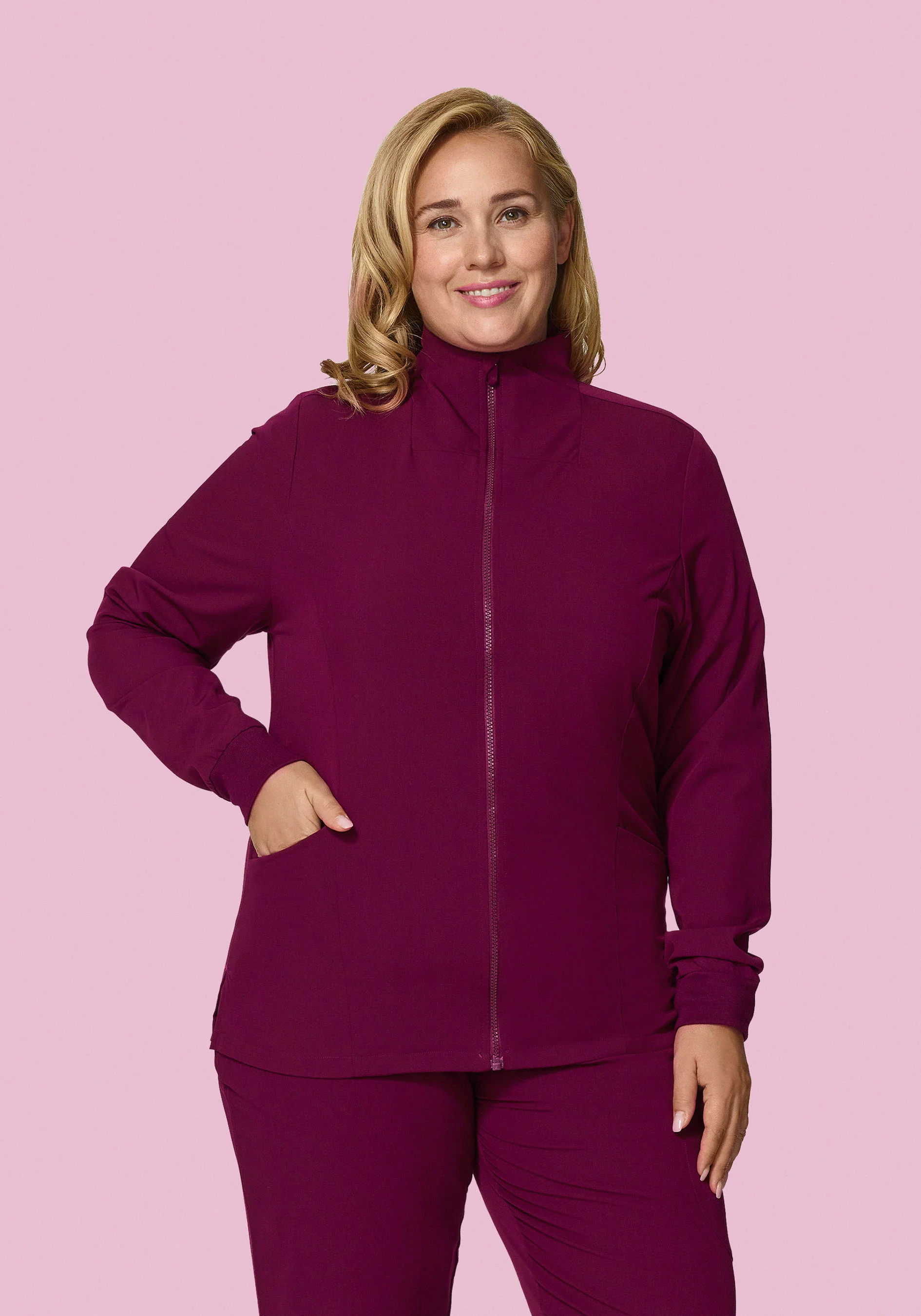 Women's Modern Scrub Jacket Sangria - Image 6