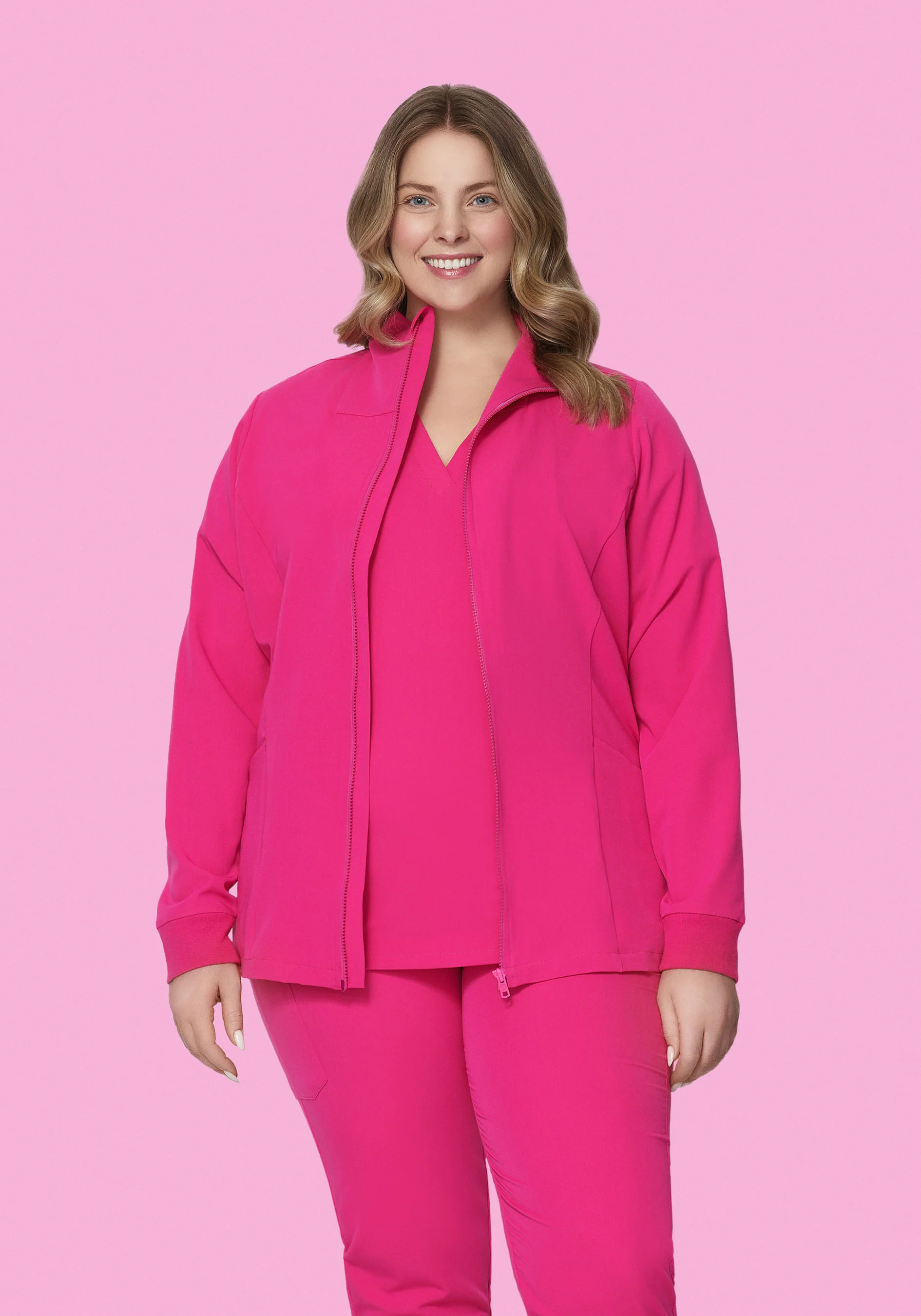 Women's Modern Scrub Jacket Shocking Pink - Image 2