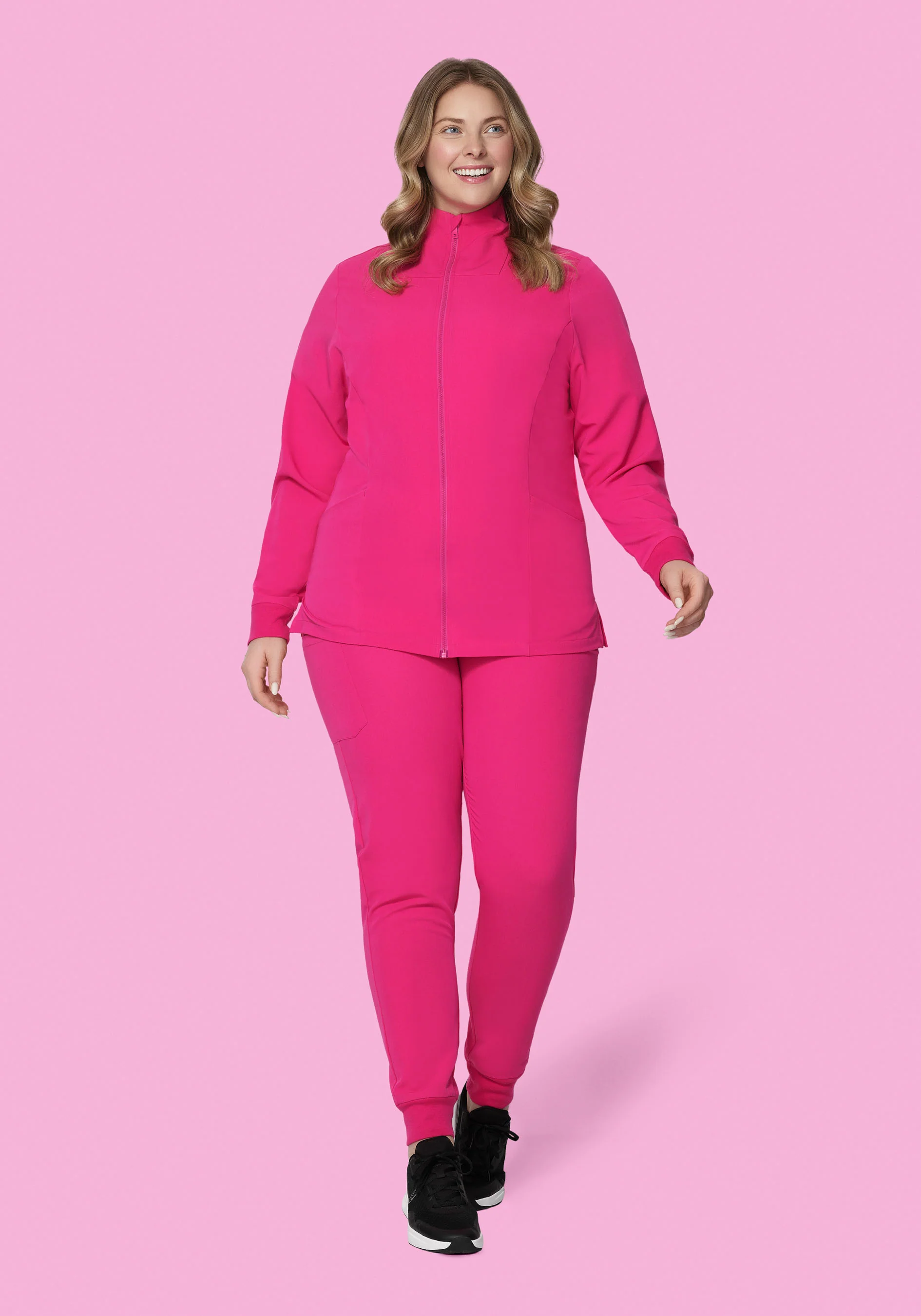 Women's Modern Scrub Jacket Shocking Pink - Image 3