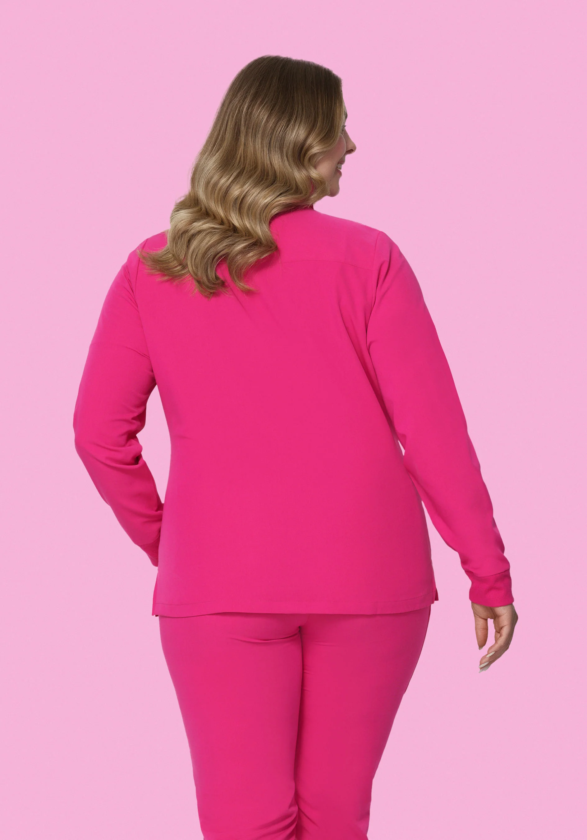 Women's Modern Scrub Jacket Shocking Pink - Image 4