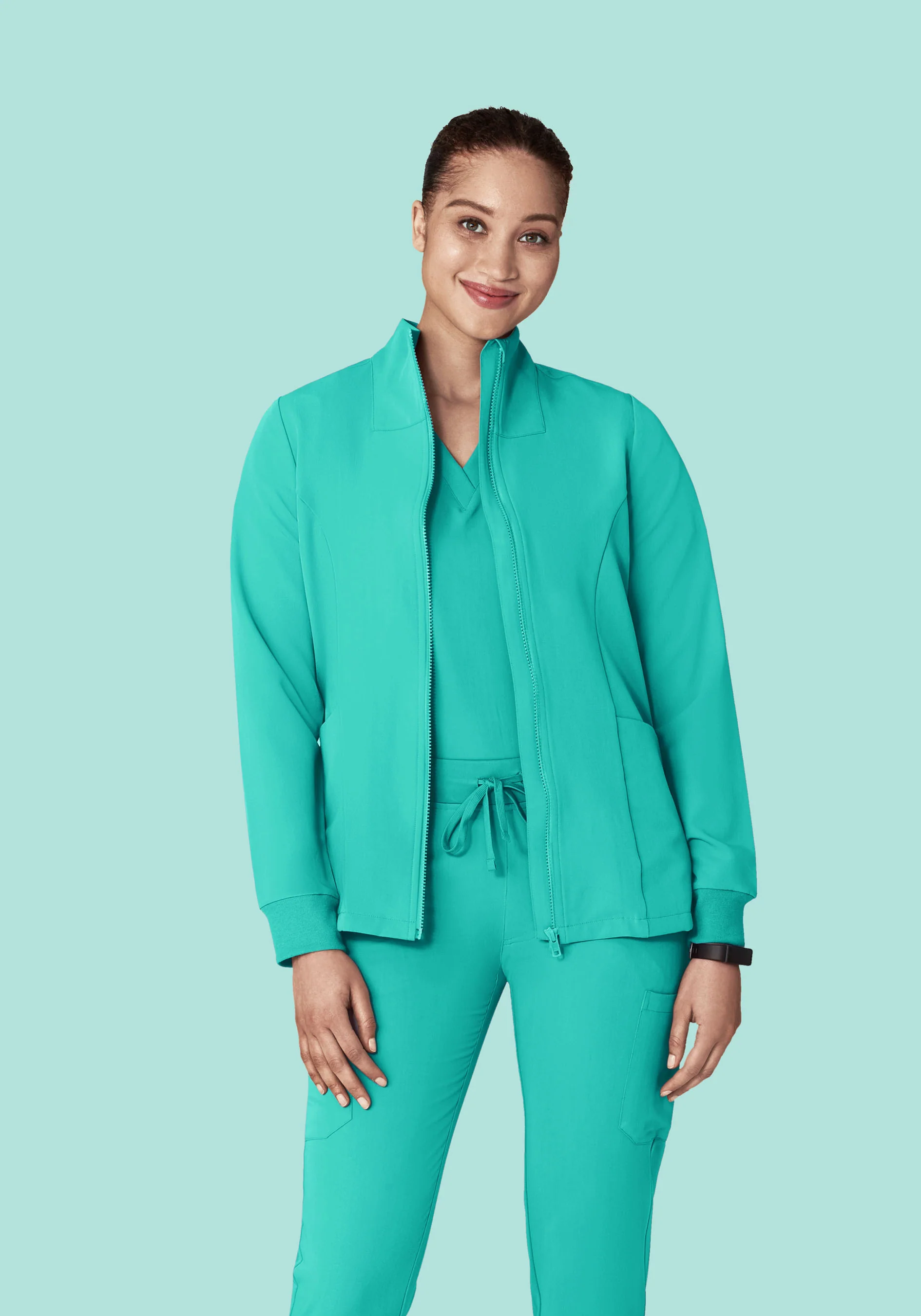 Women's Modern Scrub Jacket Surgical Green - Image 2
