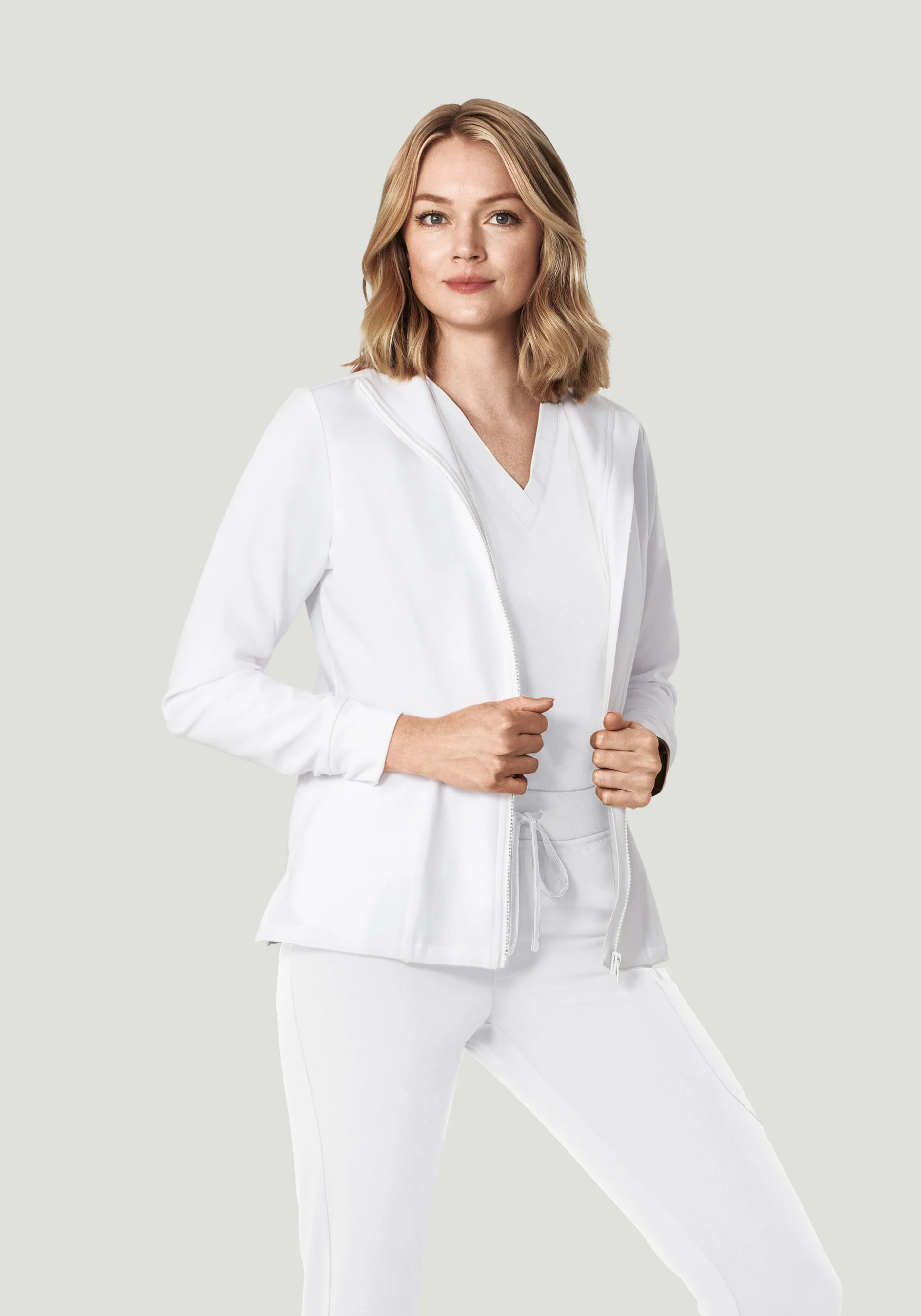 Women's Modern Scrub Jacket White - Image 3
