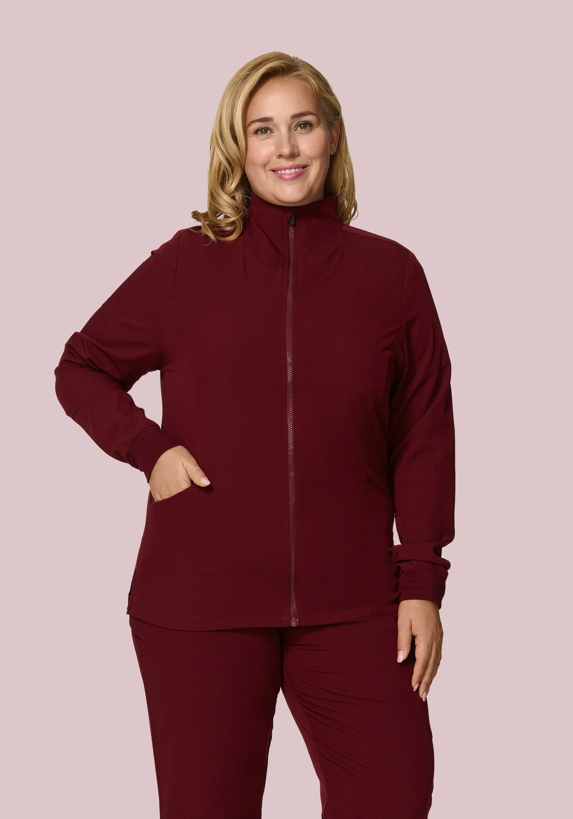 Women's Modern Scrub Jacket Wine - Image 5