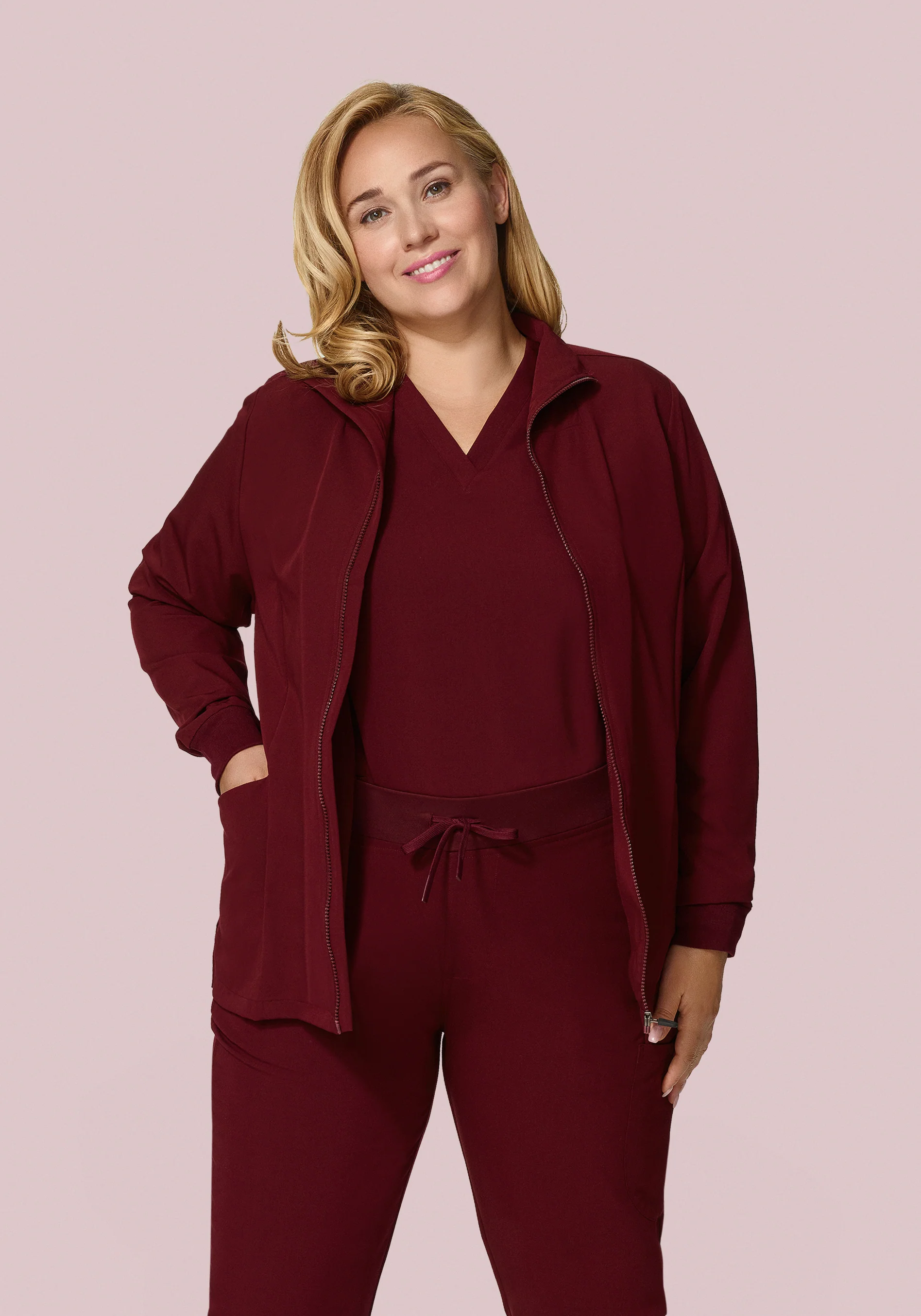 Women's Modern Scrub Jacket Wine - Image 6