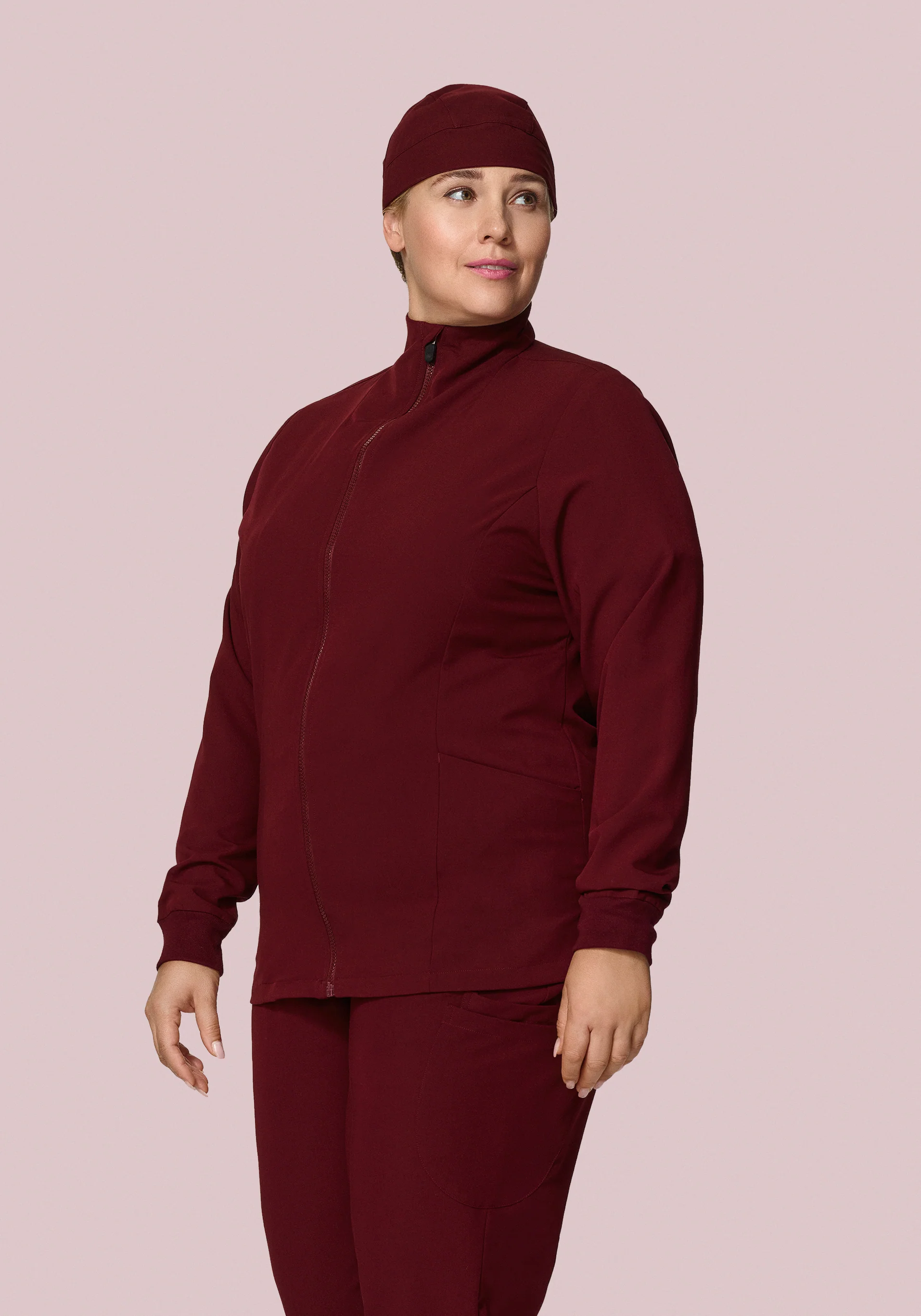 Women's Modern Scrub Jacket Wine - Image 7