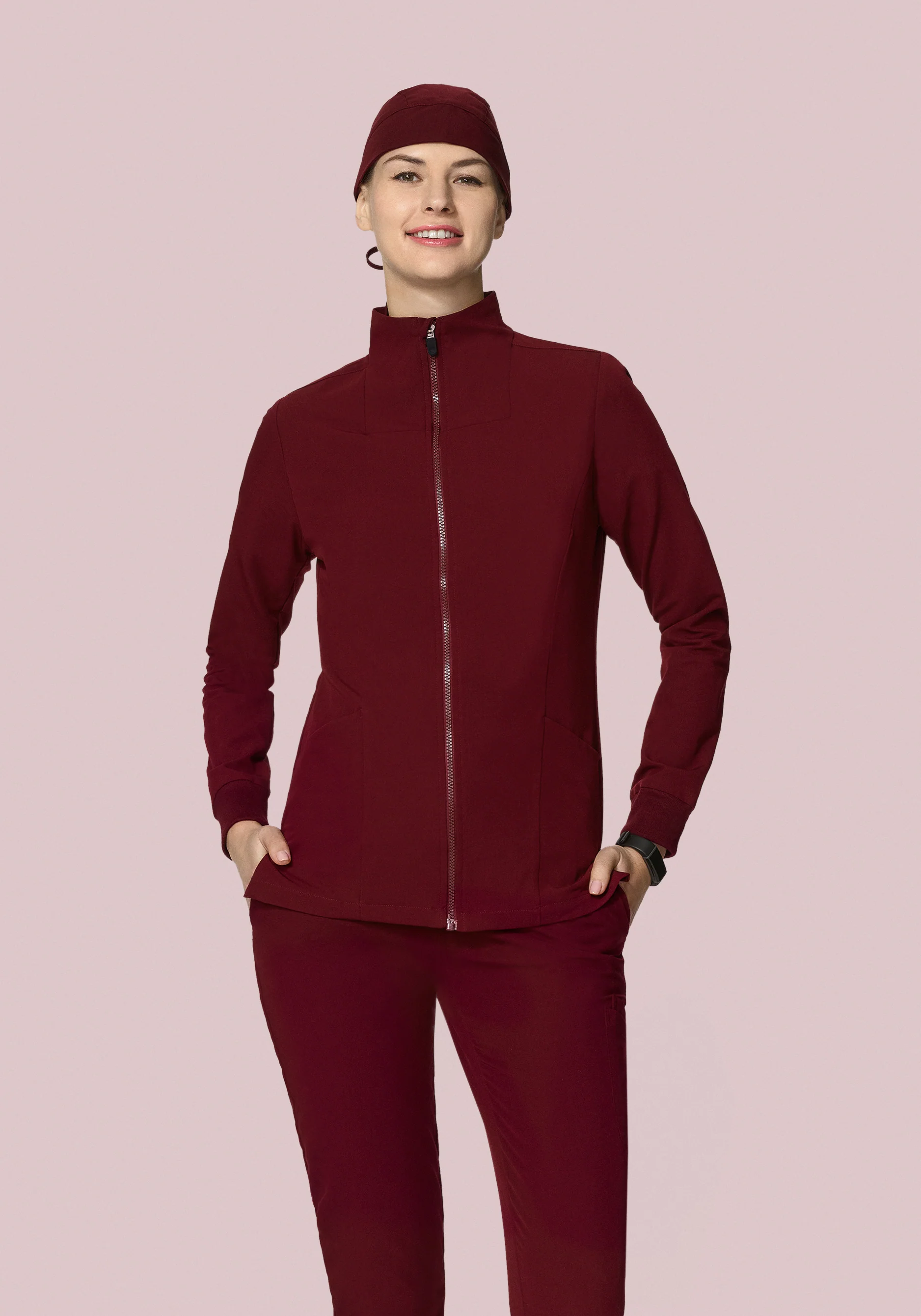Women's Modern Scrub Jacket Wine - Image 8