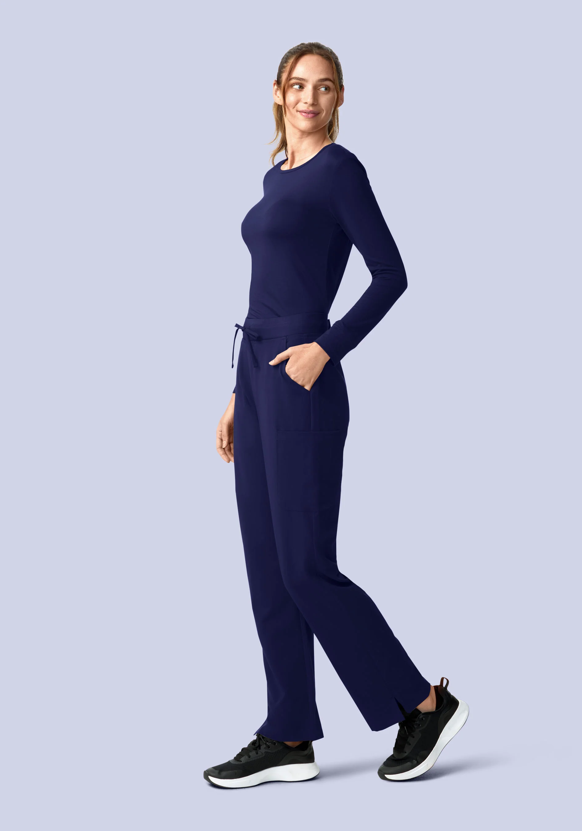 Women's Soft Knit Underscrubs Navy - Image 3